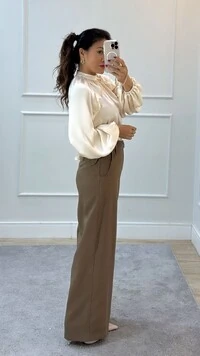 Calça Pantalona Brenda Cinto Faixa Fivela Dupla Dourada