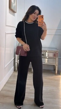 Blusa Tricot Jessica Detalhe Listrado Na Gola