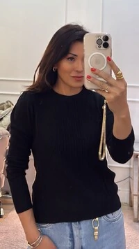 PRÉ-VENDA ENVIO 25/08 Blusa Tricot Mangas Princesas Nayara Nervuras Em Losangos