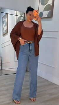 PRÉ-VENDA DATA ESTIMADA DE ENVIO DIA 12/05 Kimono Tricot Vazado Fabi Mangas 3/4