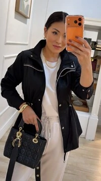 Parka Capuz Removível Maya Detalhe Bicolor Vivo E Pesponto