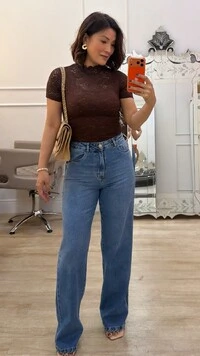 Blusa De Renda Graziela Gola Alta