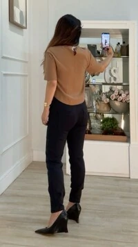 Blusa Mangas 3/4 Catharina Recorte Vazado No Barrado