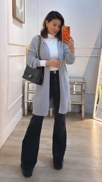 Maxi Cardigan Tricot Anabel Com Capuz