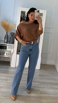 Blusa Morcego Tricot Nádia Punhos Largos Canelados