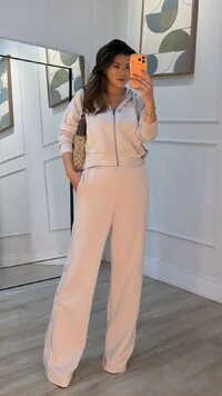 Conjunto Moletom Blusa E Calça Jamile Botões Laterais