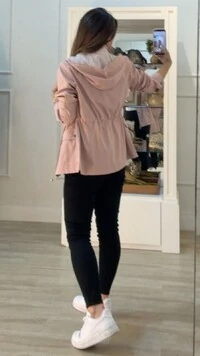 Parka Capuz Removível Sol Forro Listrado