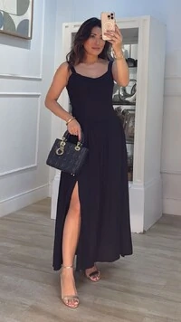 Vestido Longo Ana Decote Coração E Fenda Frontal