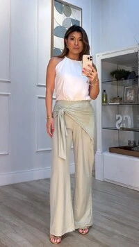 Blusa Regata Chiffon Raissa Com Sobreposição