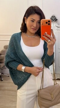 PRÉ-VENDA DATA ESTIMADA DE ENVIO DIA 10/10 Kimono Capa Tricot Lulu Punhos Largos Canelados