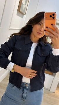 Jaqueta Casaco Bomber Veludo Cotelê Elis Bolsos Com Zíper