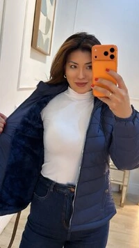Casaco Nylon Zíper Prata Fabiola Forro De Pelinho