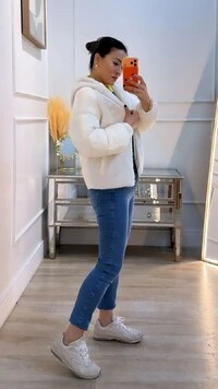 Pré-Venda Data Estimada De Envio Dia 22/06 Jaqueta Casaco Puffer Nylon Com Teddy Estella Mangas Bufa