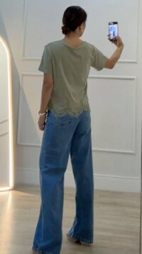 Blusa De Malha Valentina Renda No Barrado