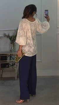 Calça Pantalona Rayssa Viscose Com Elástico Na Pala