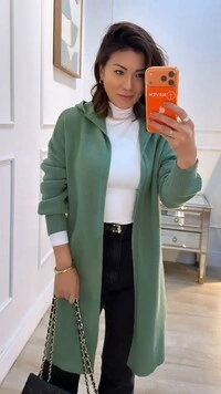 Maxi Cardigan Tricot Anabel Com Capuz