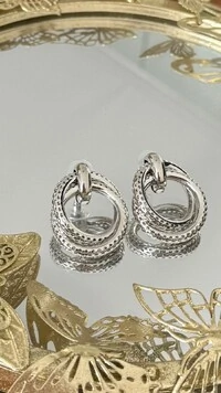 Brinco Argola Dupla Texturizada Grande