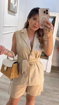 Colete Alongado Linho Sayuri Cinto Faixa