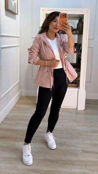 Parka Capuz Removível Sol Forro Listrado