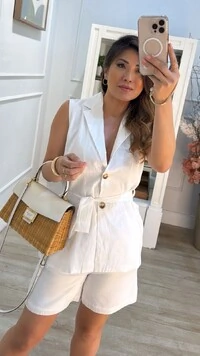 Colete Alongado Linho Sayuri Cinto Faixa