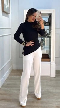 Blusa Cacharrel Elaine Barrado Assimétrico Com Pedrarias