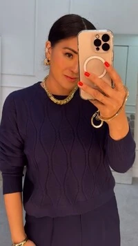 Blusa Tricot Adriana Losangos Texturizados Com Detalhes Trançados