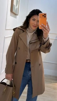 Casaco Trench Coat Martingalê Nos Punhos Grazi Cinto Fivela Retangular
