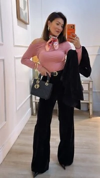 Blusa De Malha Assimétrica Catherine Drapeado Frontal