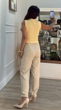 Blusa Colete Tricot Canelado Halley Detalhe Gola Enrolado