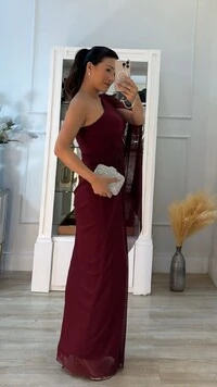 Vestido Longo Tule Taty Ombro Único Decote Assimétrico