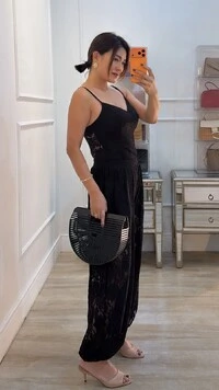 Calça Alladin Em Renda Jasmine Elástico Na Pala