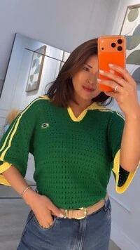 Blusa Tricot Vazada Brasil Kayla Gola Polo