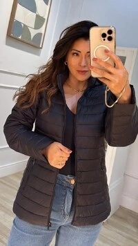 Jaqueta Nylon Pespontos Na Horizontal Michelly Ziper Onix