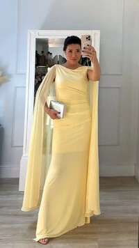 Vestido Longo Detalhe Drapeado Fernanda Fenda Lateral