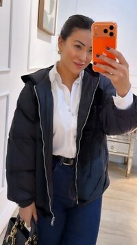 Pré-Venda Data Estimada De Envio Dia 22/06 Jaqueta Casaco Puffer Nylon Com Teddy Estella Mangas Bufa