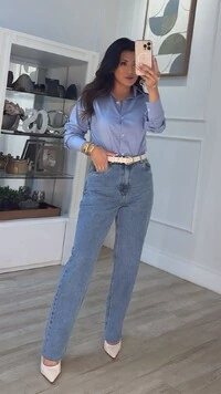 Maxi Camisa Talita Com Pregas Nos Punhos