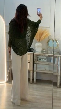 PRÉ-VENDA DATA ESTIMADA DE ENVIO DIA 10/10 Kimono Capa Tricot Lulu Punhos Largos Canelados