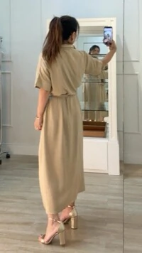 PRÉ-VENDA ENVIO ESTIMADO 25/11 Vestido Chemise Midi Com Cinto Faixa Marie