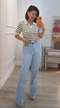 Blusa Polo Tricot Listrada Marcela Mangas Curtas