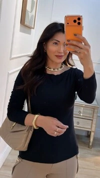 Blusa Gola Canoa Vitoria Mangas Longas