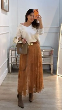 Blusa Tricot Ampla Decote V Paola Mangas Longas