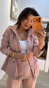 Parka Star Capuz Removível Com Puxadores Reguláveis E Botões Ônix