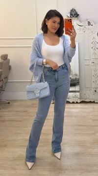 PRÉ-VENDA DATA ESTIMADA DE ENVIO DIA 10/10 Kimono Capa Tricot Lulu Punhos Largos Canelados