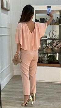 Macacão Alfaiataria Mangas Echarpe Lavínia Cinto Corda Trançado