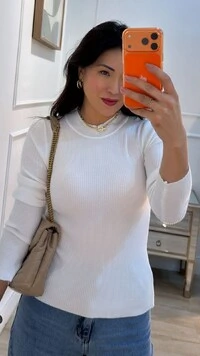 Blusa Tricot Canelado Thalita Gola Alta