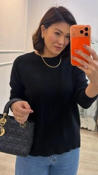 Blusa Tricot Alice Detalhe Faixa Com Nervura Canelada Frontal