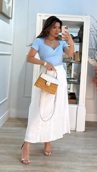 Blusa Suplex Decote V Maithe Drapeados Laterais