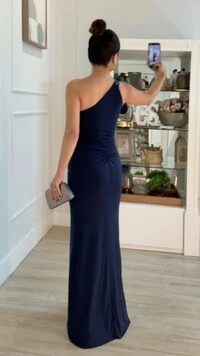 Vestido Longo Detalhe Em Paetê Catarina Fenda Frontal