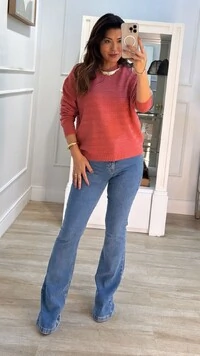 Blusa Tricot Ampla Hallie Com Nervuras Horizontais E Mini Entremeios