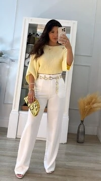 Blusa Cropped Tricot Amplo Kim Mangas 7/8